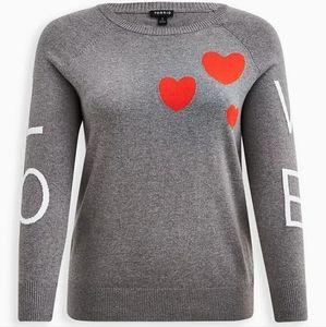 Torrid Grey Hearts Love Pullover Sweater Size 00